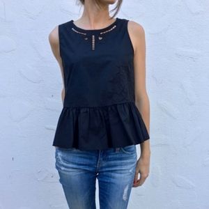 Madewell Floral Embroidered Peplum Top